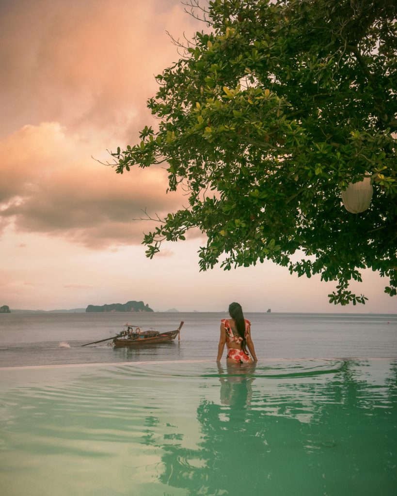 ko yao island resort pool at sunset